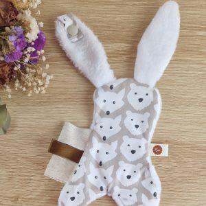 Doudou plat attache-tétine Polaire