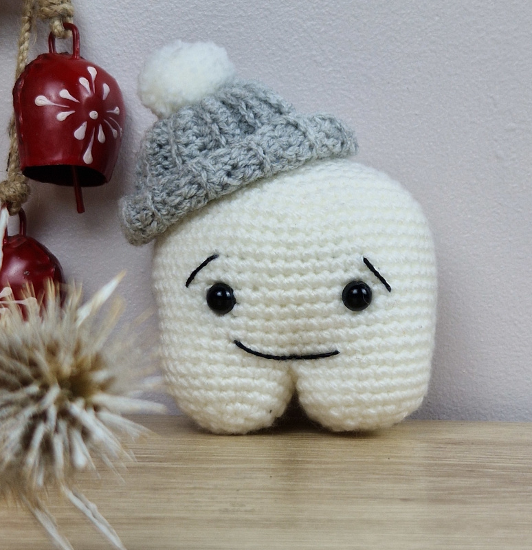 Dent de lait au crochet - Quenotte bonnet gris