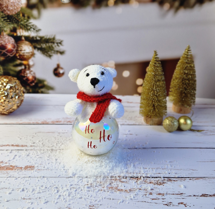 Boule de Noël Ours Polaire Ho Ho Ho