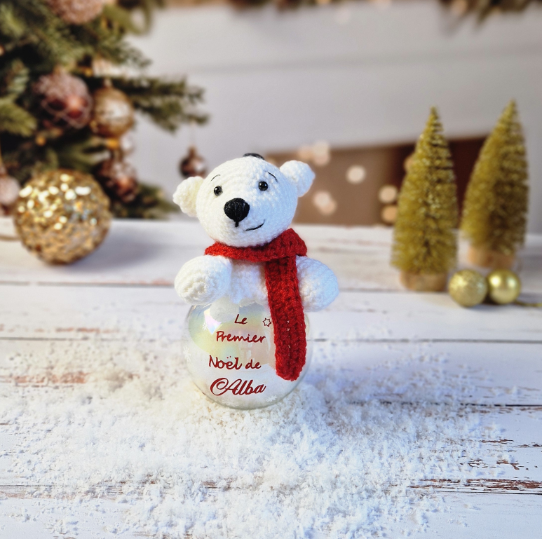 Boule de Noël Ours Polaire Personnalisable
