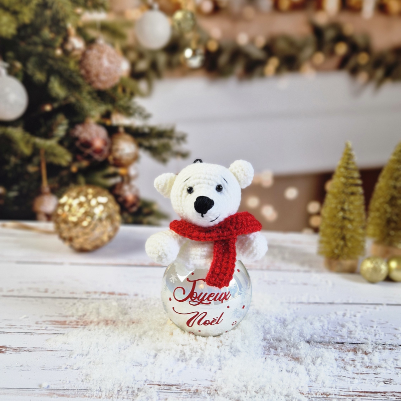 Boule de Noël Ours Polaire Joyeux Noël