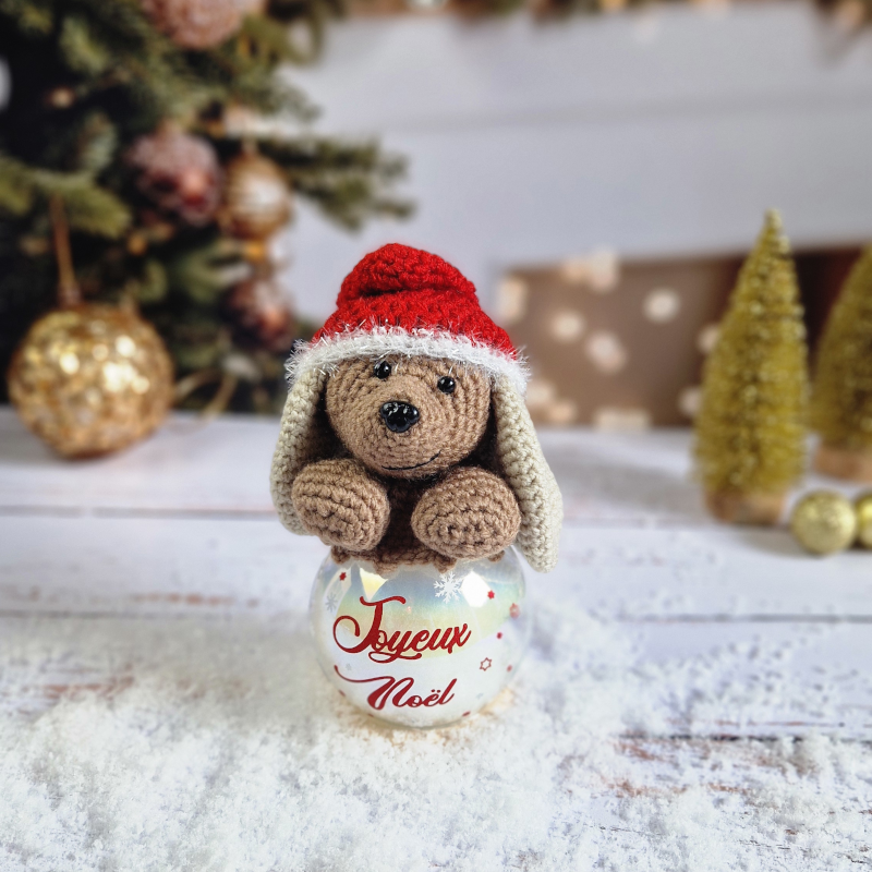 Boule de Noël petit chien Joyeux Noël